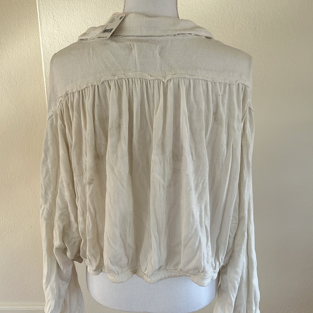 NWT Free People white long sleeve crop top - Picture 6 of 7
